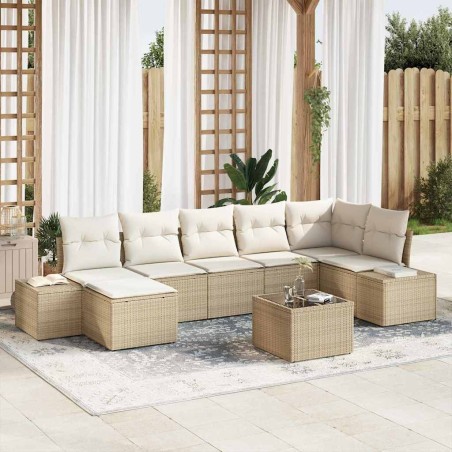 vidaXL Set di divani da giardino 8 pezzi con cuscini in polirattan marrone