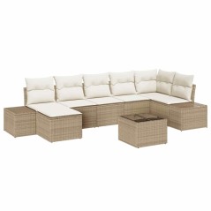 vidaXL Set di divani da giardino 8 pezzi con cuscini in polirattan marrone