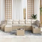 vidaXL Set di divani da giardino 8 pezzi con cuscini in polirattan marrone