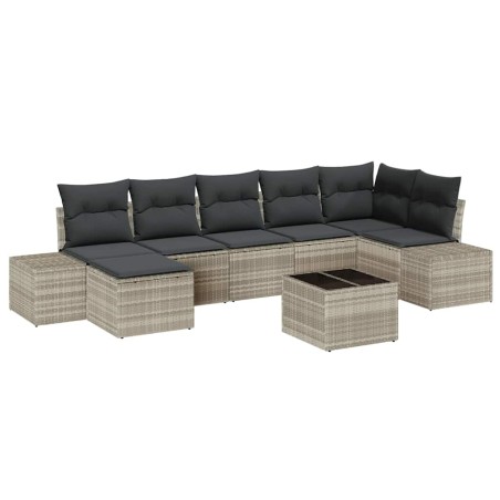 vidaXL Set di divani da giardino 8 pezzi con cuscini grigio in polyrattan
