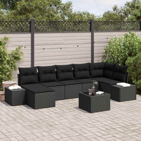 vidaXL Set divano da giardino 8 pezzi con cuscini beige in polirattan