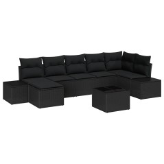 vidaXL Set divano da giardino 8 pezzi con cuscini beige in polirattan