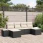 vidaXL Set divano da giardino 6 pezzi con cuscini Nero Polyrattan