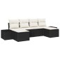 vidaXL Set divano da giardino 6 pezzi con cuscini Nero Polyrattan