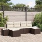 vidaXL Set di Divani da Giardino 6 Pezzi con Cuscini Marrone Poly Rattan