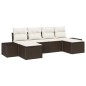 vidaXL Set di Divani da Giardino 6 Pezzi con Cuscini Marrone Poly Rattan