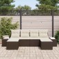 vidaXL Set di Divani da Giardino 6 Pezzi con Cuscini Marrone Poly Rattan