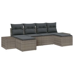 vidaXL Set Divano Giardino 6 Pezzi con Cuscini Grigio Polyrattan