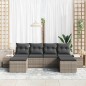 vidaXL Set Divano Giardino 6 Pezzi con Cuscini Grigio Polyrattan