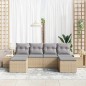 vidaXL Set divano da giardino 6 pezzi con cuscini beige in polirattan