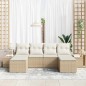 vidaXL Set Divano Giardino 6 Pezzi con Cuscini Beige Polyrattan
