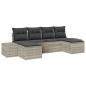 vidaXL Set di divani da giardino da 6 pezzi con cuscini Grigio chiaro Polyrattan