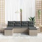 vidaXL Set di divani da giardino da 6 pezzi con cuscini Grigio chiaro Polyrattan