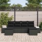 vidaXL Set Divano Giardino 6 Pezzi con Cuscini Nero in Rattan Polimerico
