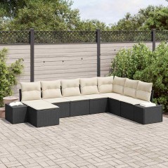 vidaXL Set di divani da giardino 8 pezzi con cuscini - Rattan sintetico nero
