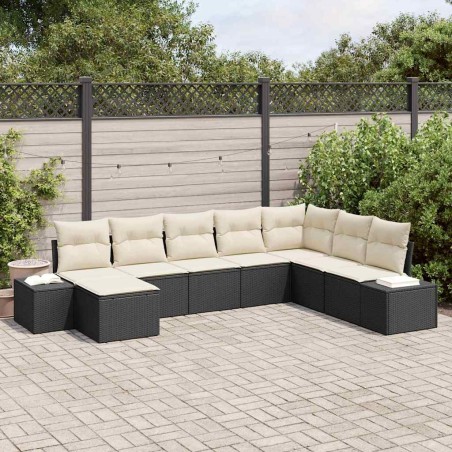 vidaXL Set di divani da giardino 8 pezzi con cuscini - Rattan sintetico nero