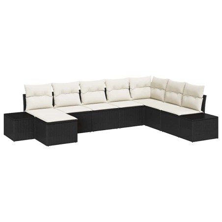 vidaXL Set di divani da giardino 8 pezzi con cuscini - Rattan sintetico nero