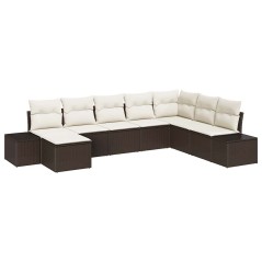 vidaXL Set giardino 8 pezzi con cuscini - Rattan polipropilene marrone