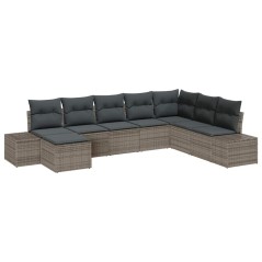vidaXL Set di divani da giardino 8 pezzi con cuscini grigi in polirattan