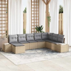 vidaXL Set da Giardino 8 Pezzi con Cuscini - Rattan Sintetico Beige