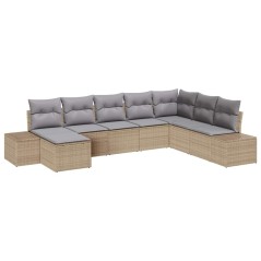 vidaXL Set da Giardino 8 Pezzi con Cuscini - Rattan Sintetico Beige