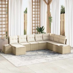 vidaXL Set Divano da Giardino 8 pcs Beige 319 x 209 x 85 cm Rattan PE