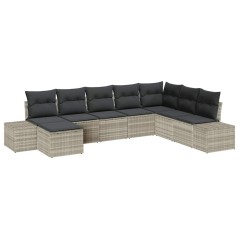 vidaXL Set da Giardino 8 Pezzi con Cuscini - Grigio Chiaro in Rattan Sintetico