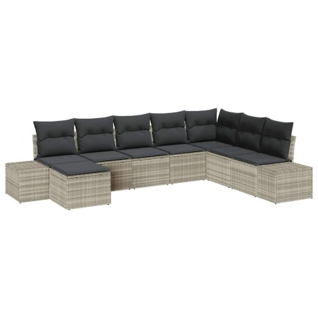 vidaXL Set da Giardino 8 Pezzi con Cuscini - Grigio Chiaro in Rattan Sintetico