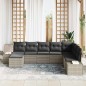 vidaXL Set da Giardino 8 Pezzi con Cuscini - Grigio Chiaro in Rattan Sintetico