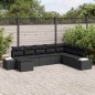 vidaXL Set di divani da giardino 8 pezzi, con cuscini neri in polyrattan. vidaXL Set di divani da giardino 8 pezzi, con cuscini neri in polyrattan.