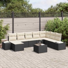 vidaXL Set Divano da Giardino di 8 Pezzi con Cuscini in Rattan Polietilene Marrone