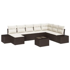 vidaXL Set divano da giardino , 8 pezzi con cuscini in rattan polipropilene grigio.