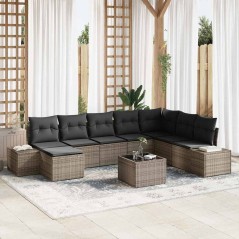vidaXL Set divano da giardino 8 pezzi con cuscini - Polyrattan nero