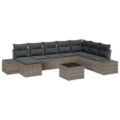 vidaXL Set divano da giardino 8 pezzi con cuscini - Polyrattan nero