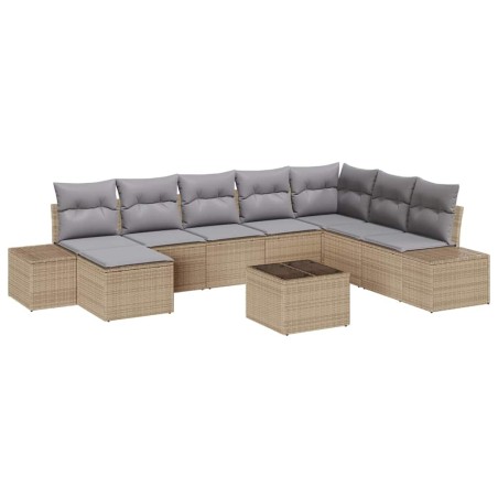 vidaXL Set di divano da giardino a 9 pezzi con cuscini in rattan nero