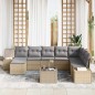 vidaXL Set di divano da giardino a 9 pezzi con cuscini in rattan nero
