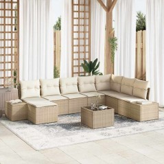 vidaXL Set da Giardino - 9 Pezzi in Rattan Sintetico Marrone con Cuscini