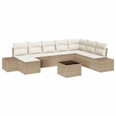 vidaXL Set da Giardino - 9 Pezzi in Rattan Sintetico Marrone con Cuscini