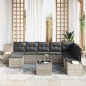 vidaXL Set giardino 9 pezzi con cuscini grigi in rattan polietilene