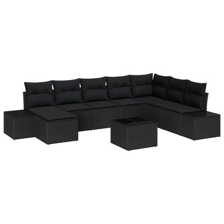 vidaXL Set di divani da giardino composto da 9 pezzi con cuscini in polirattan beige