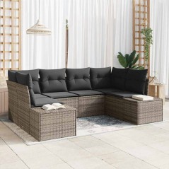 vidaXL Set da giardino in 6 pezzi con cuscini Grigio in rattan sintetico