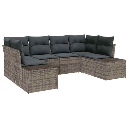 vidaXL Set da giardino in 6 pezzi con cuscini Grigio in rattan sintetico