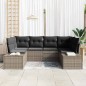 vidaXL Set da giardino in 6 pezzi con cuscini Grigio in rattan sintetico