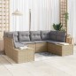 vidaXL Set Divano da Giardino in 6 Pezzi con Cuscini Beige in Rattan Polietilene