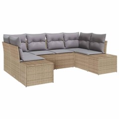vidaXL Set Divano da Giardino in 6 Pezzi con Cuscini Beige in Rattan Polietilene