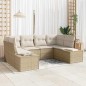 vidaXL Set Divani da Giardino 6 Pezzi con Cuscini Beige Rattan Poliestere
