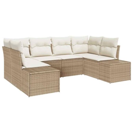 vidaXL Set Divani da Giardino 6 Pezzi con Cuscini Beige Rattan Poliestere