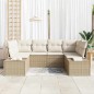 vidaXL Set Divani da Giardino 6 Pezzi con Cuscini Beige Rattan Poliestere