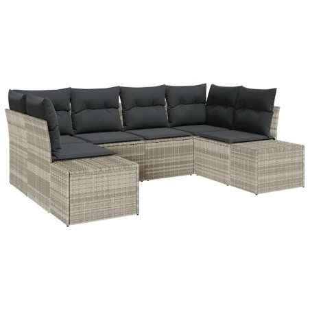 vidaXL Set di divani da giardino 6 pezzi con cuscini Grigio chiaro Polyrattan