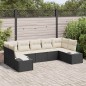 vidaXL Set Divano da Giardino 7 Pezzi con Cuscini Nero Polyrattan